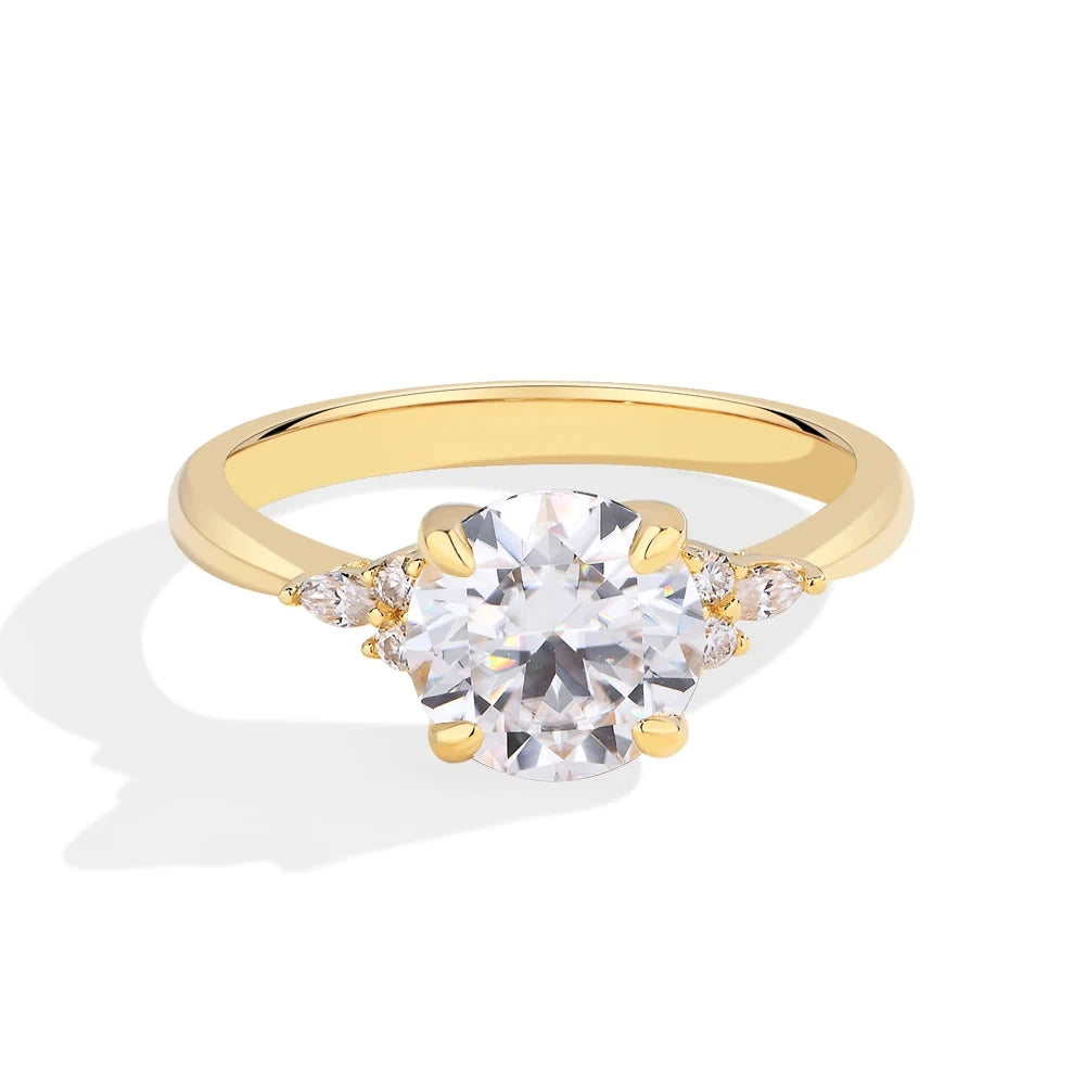 Bellartini 10K 14K 18K Gold Round Cut 2.0CT Moissanite Ring