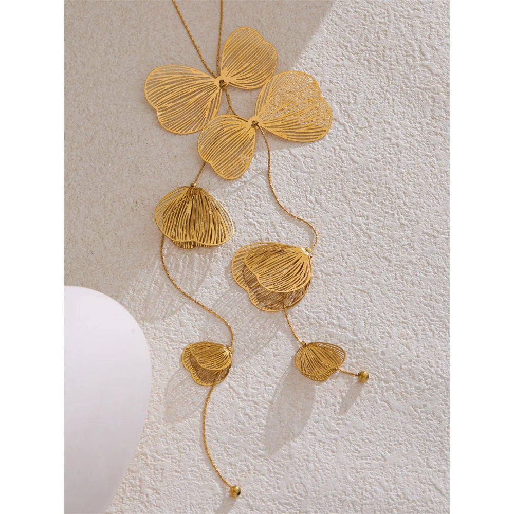 Bellartini 18k Gold Exclusive Butterfly Long Hanging Pendant Necklace WP Venice