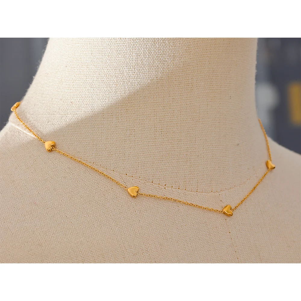 Bellartini 18k Gold Very Thin Heart Chain Chic Necklace Venice