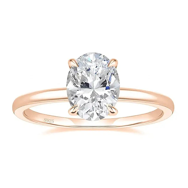 Bellartini Verona Solid 925 Sterling Silver 3.0CT Oval Cut Zirconia Solitaire Ring