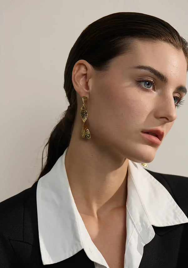 Bellartini Florence Gold Geometric Drop Earrings Fashion Statement WP