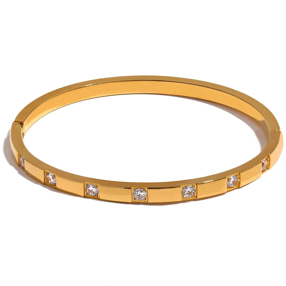 Bellartini 18k Gold Stylish Cubic Zirconia Wrist Bangle WP Venice