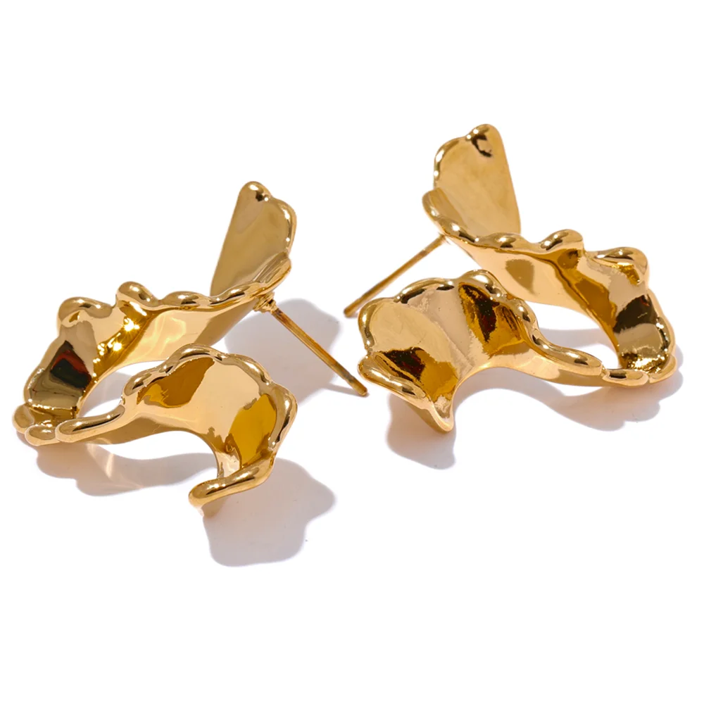 Bellartini Milan Gold Geometric Stud Earrings Stylish Unique Design WP