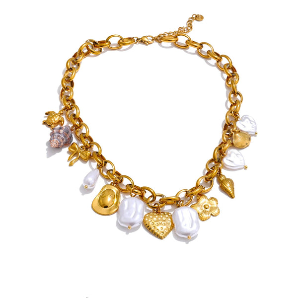 Bellartini Ocean Turtle Conch Heart Flower Necklace