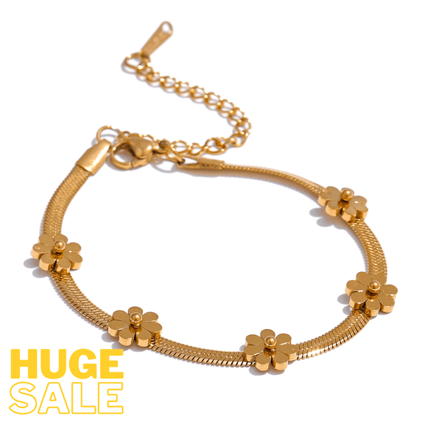 Bellartini 18k Gold Fashion Metal Flower Chain Bracelet WP