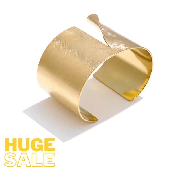 Bellartini Palermo 60mm Wire Drawing Polished Metal Cuff Wide Bracelet Bangle Minimalist