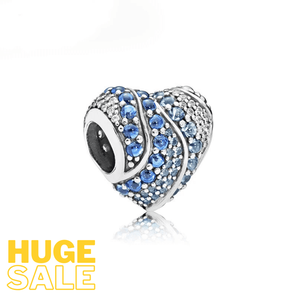 Bellartini Aqua Heart Pendant Charm Fit Pandora Bracelet Bangle Necklace