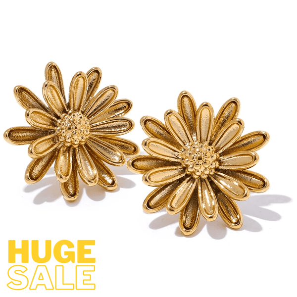 Bellartini Gold Chrysanthemum Flower Stud Earrings WP