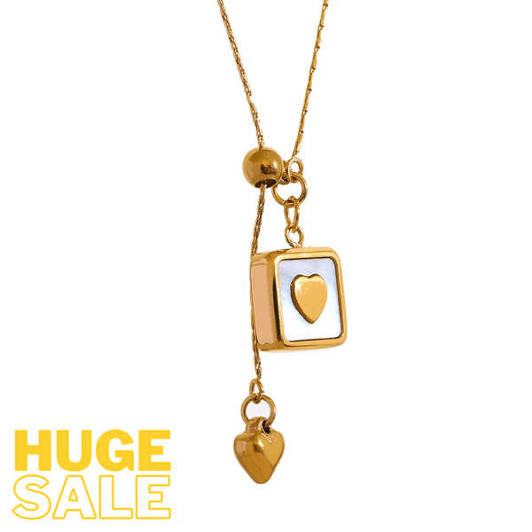 Bellartini 18k Gold Stylish Square Heart Shell Pendant Necklace WP Venice